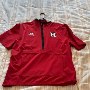 Adidas Red Short Sleeve Half-Zip Top Rutgers